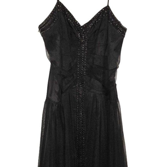 OC by OC Dresses & Skirts - Black Midi Cocktail Dress with beading accents